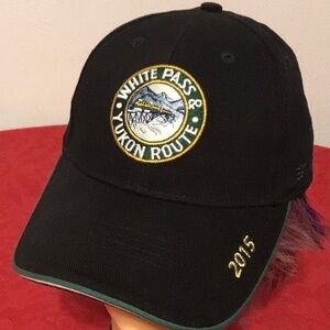 WHITE Pass Yukon Route ~ 2015 Strapback Dad Hat Baseball Cap Skagway Alaska EUC!